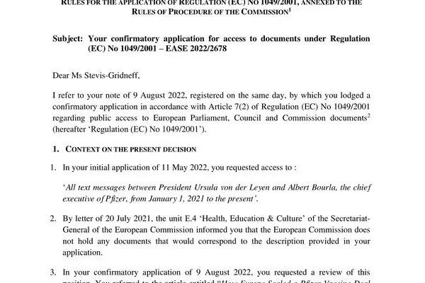 EU Commission Accused of Destroying COVID Vaccine Text Messages