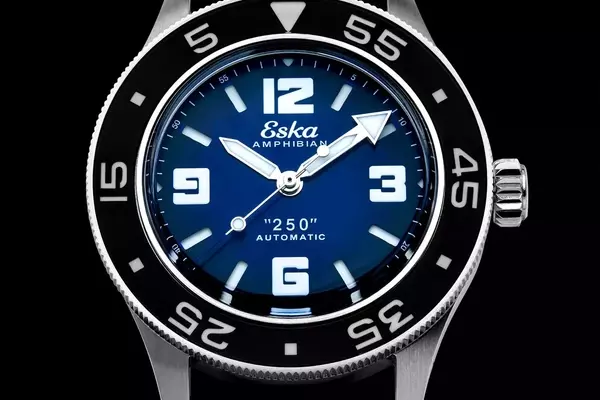 Introducing the Eska Amphibian 250 Blue Dolphin Watch with a Gradient Blue Dial