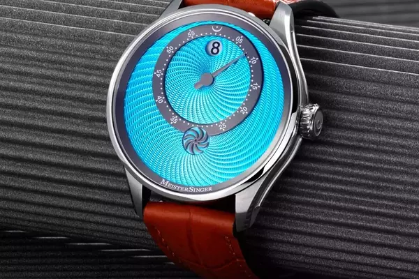 MeisterSinger Unveils Panthero Jumping Hour with Light Blue Guilloché Dial